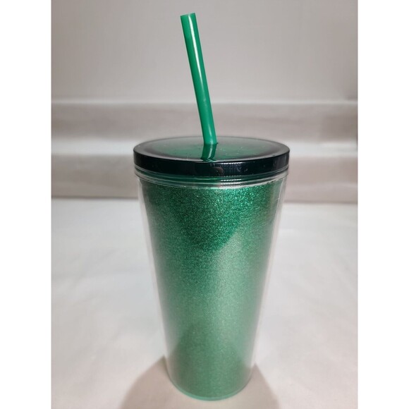 EUC Starbucks 2020 Holiday L.E. Green Glitter Tumbler 16oz  W/ Straw Christmas - Picture 3 of 8